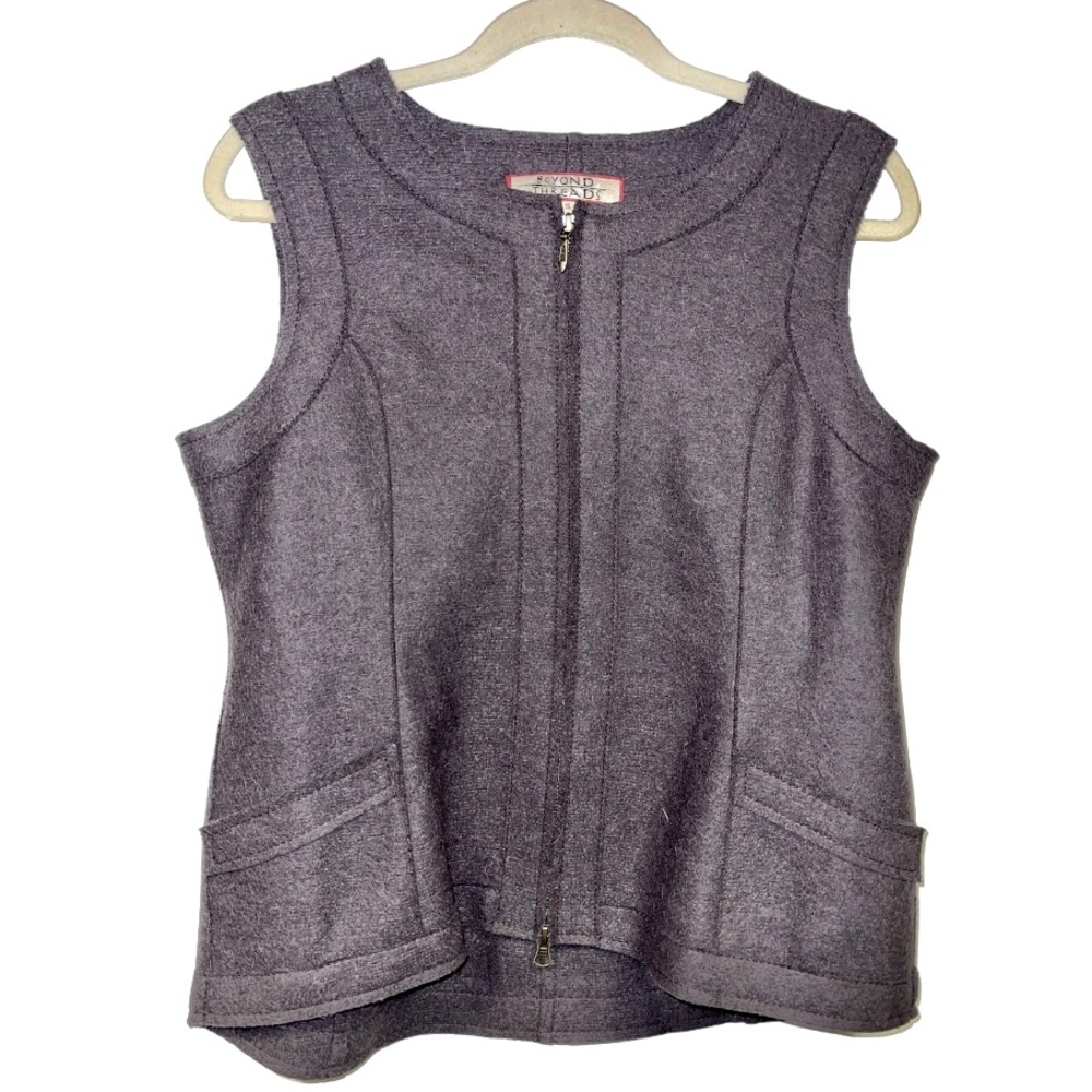 Beyond‎ Threads Grey Alpaca Wool Blend Zip Front Vest Made in Peru